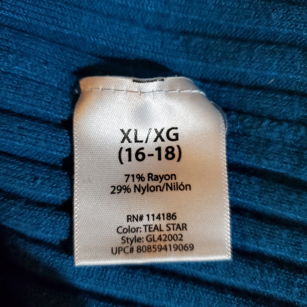 Blue Ribbed Women's Sweater - Picture 7 of 8